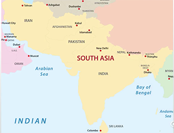 Mapa del sur de Asia
