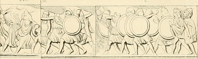 ilustración del friso de batalla griego