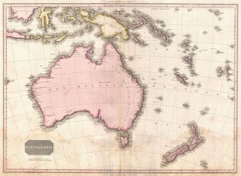 1818 mapa de Nueva Zelanda y Australia