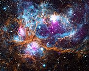 una imagen del espacio con estrellas y gases
