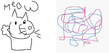 Dos dibujos de un gato