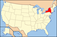 Mapa de Estados Unidos con el estado de Nueva York