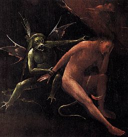 imagen de un demonio alado oscuro que atormenta a un hombre