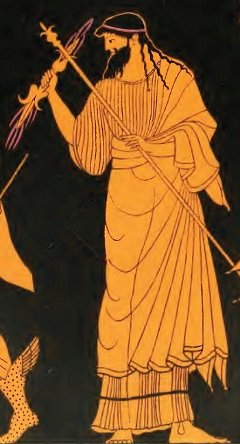 Imagen de Zeus en jarrón griego antiguo