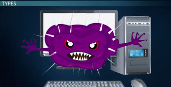 Vírus emergindo de um computador