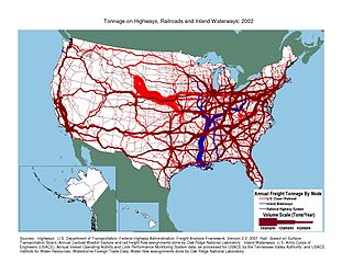 Rutas terrestres y acuáticas en los Estados Unidos