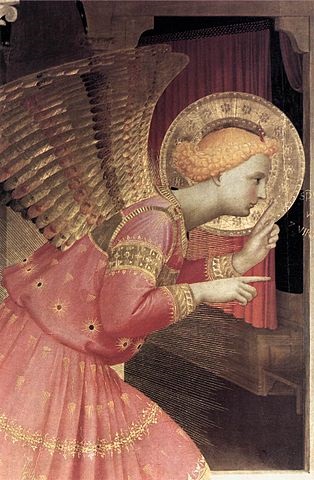 detalle del ángel de la Anunciación de Cortona