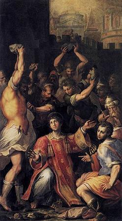 Martirio de San Esteban por el pintor italiano Giorgio Vasari.  Pintado en 1560.