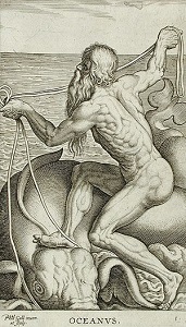 Un dibujo del dios griego Oceanus. 