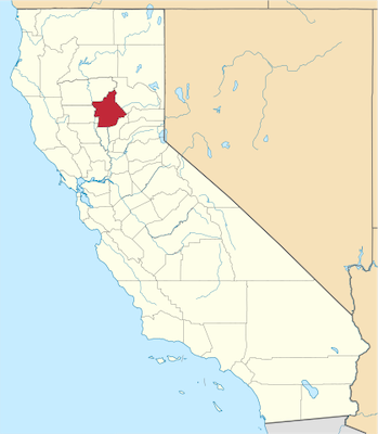 Mapa de California que muestra la ubicación del condado de Butte