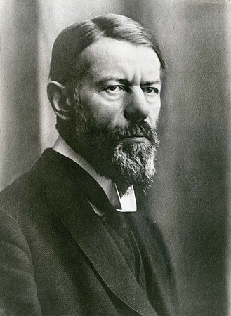 Imagen en blanco y negro.  Max Weber apoyó firmemente el concepto de estatus social.