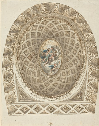 Una cúpula artesonada con Apolo y Faetón, Felice Giani 1787