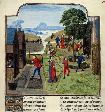 Ilustración de una comuna medieval.