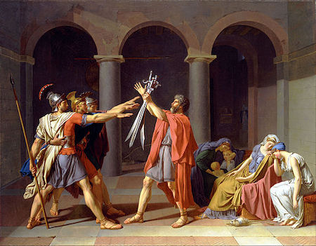 Imagen en color del cuadro El juramento de los Horacios