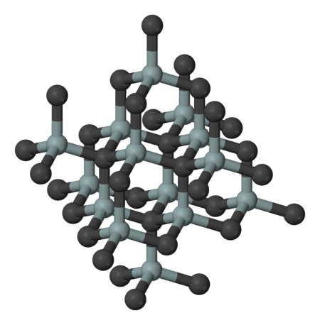 Imagen 3D de la estructura de la molécula de carburo de silicio