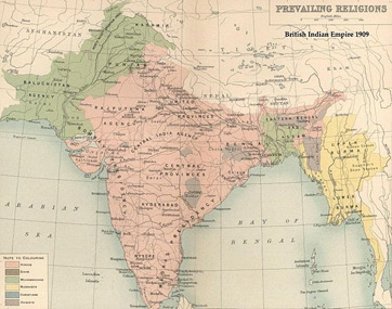 Mapa de la India británica