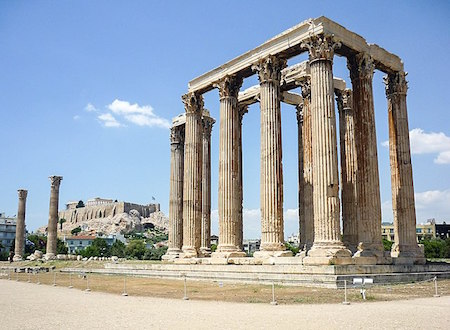Templo de Zeus, construido en el siglo V a. C. en Atenas, Grecia