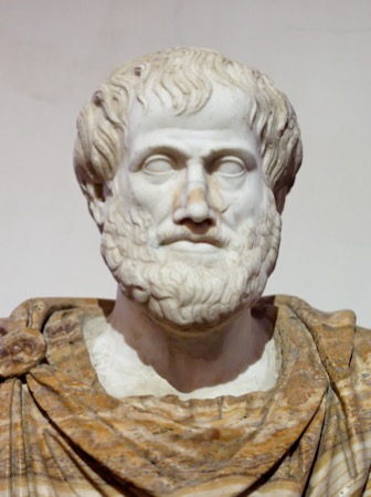 Una copia romana de un busto de mármol griego de Aristóteles.