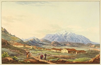 Ilustración del monte. Parnaso desde lejos