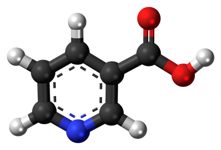 Una imagen gráfica de la estructura química del nutriente vitamina B3.