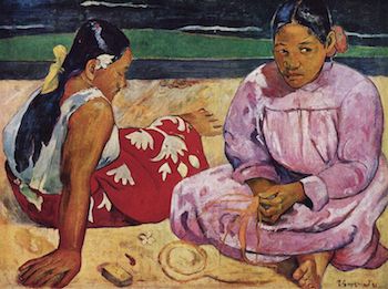 Mujeres tahitianas en la playa de Gaugin