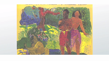 Pintura de la escena del pueblo de Gauguin