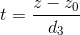 t = z-z0 / d3