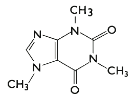 Dibujo de ángulo de línea de la molécula de cafeína