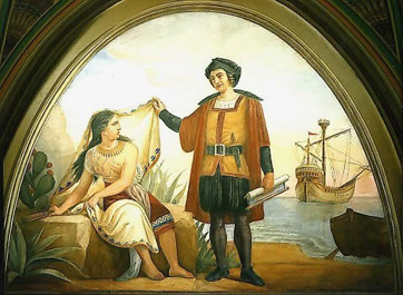 Colón y mujer nativa