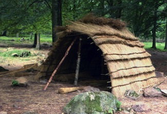 Cabaña de la Edad de Piedra fascímil