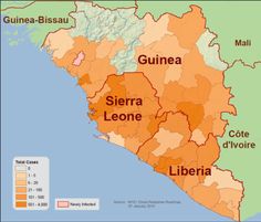 Mapa del brote de ébola de 2014
