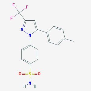 La estructura 2D de celecoxib.