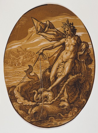 Grabado en madera que representa a Amphitrite de Hendrik Goltzius de la década de 1580