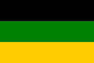 Bandera tricolor negra, verde y amarilla.
