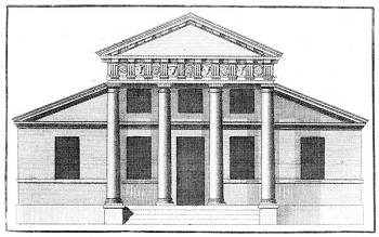 Dibujo de elevación de los libros de arquitectura escritos por Palladio