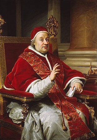 Pintura del Papa Clemente XIII con una túnica roja