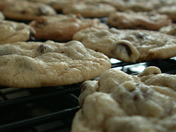 Hornear galletas con chispas de chocolate