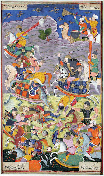Escena de batalla del persa Shahnama