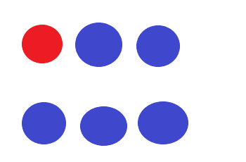Bolas azules y rojas