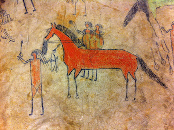 detalle con caballo y guerreros.
