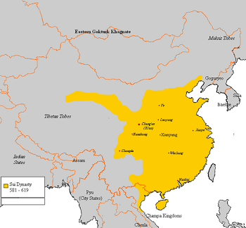 Mapa de la dinastía Sui