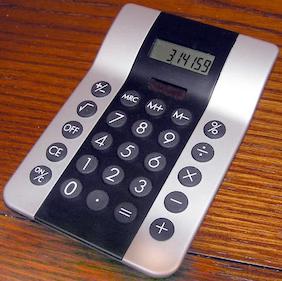 Una calculadora que muestra los primeros dígitos de pi.