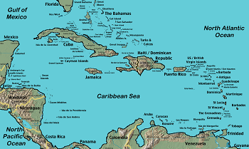 Mapa del Mar Caribe