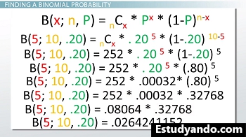 Trabajo para el ejemplo de fórmula de probabilidad binomial
