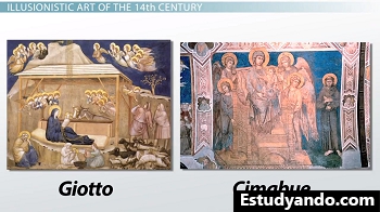 Pinturas lado a lado de Bondone y Cimabue