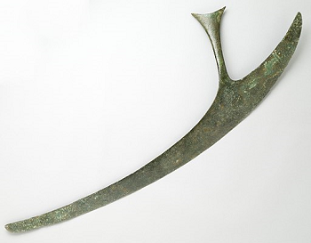 Hacha de cobre Chandrasa ceremonial de la India