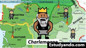 Mapa de incursiones vikingas de Carlomagno