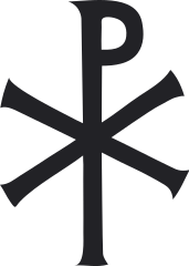 Imagen del Chi-Rho, con una X y una P superpuestas. La P es vertical, la X es horizontal.