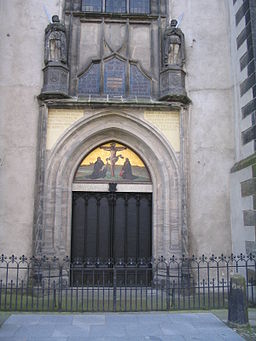 Imagen de las puertas de la iglesia en Wittenberg en la iglesia del castillo, también conocida como Schlosskirche en alemán