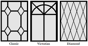 Ilustración de los estilos clásico, victoriano y diamante